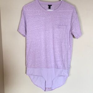 J. Crew bodysuit t shirt pocket front light lavender / white heathered Sz M